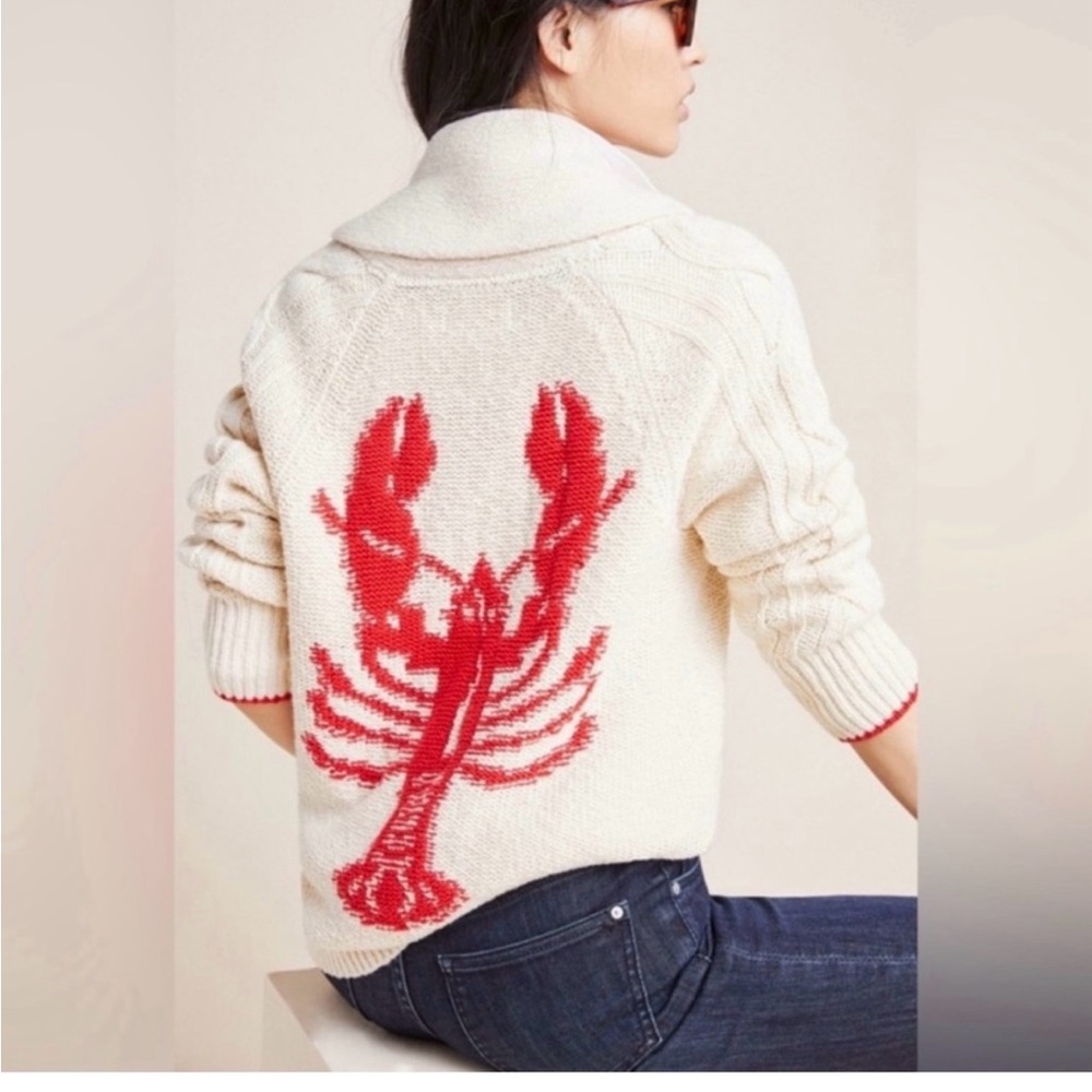 Anthropologie  red lobster sweater womens  xsmall